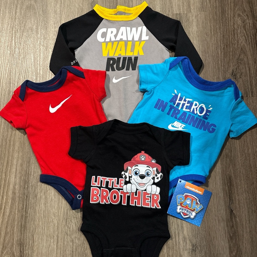Nike and Nickelodeon Paw Patrol Bodysuit Set - Red, Black, Blue